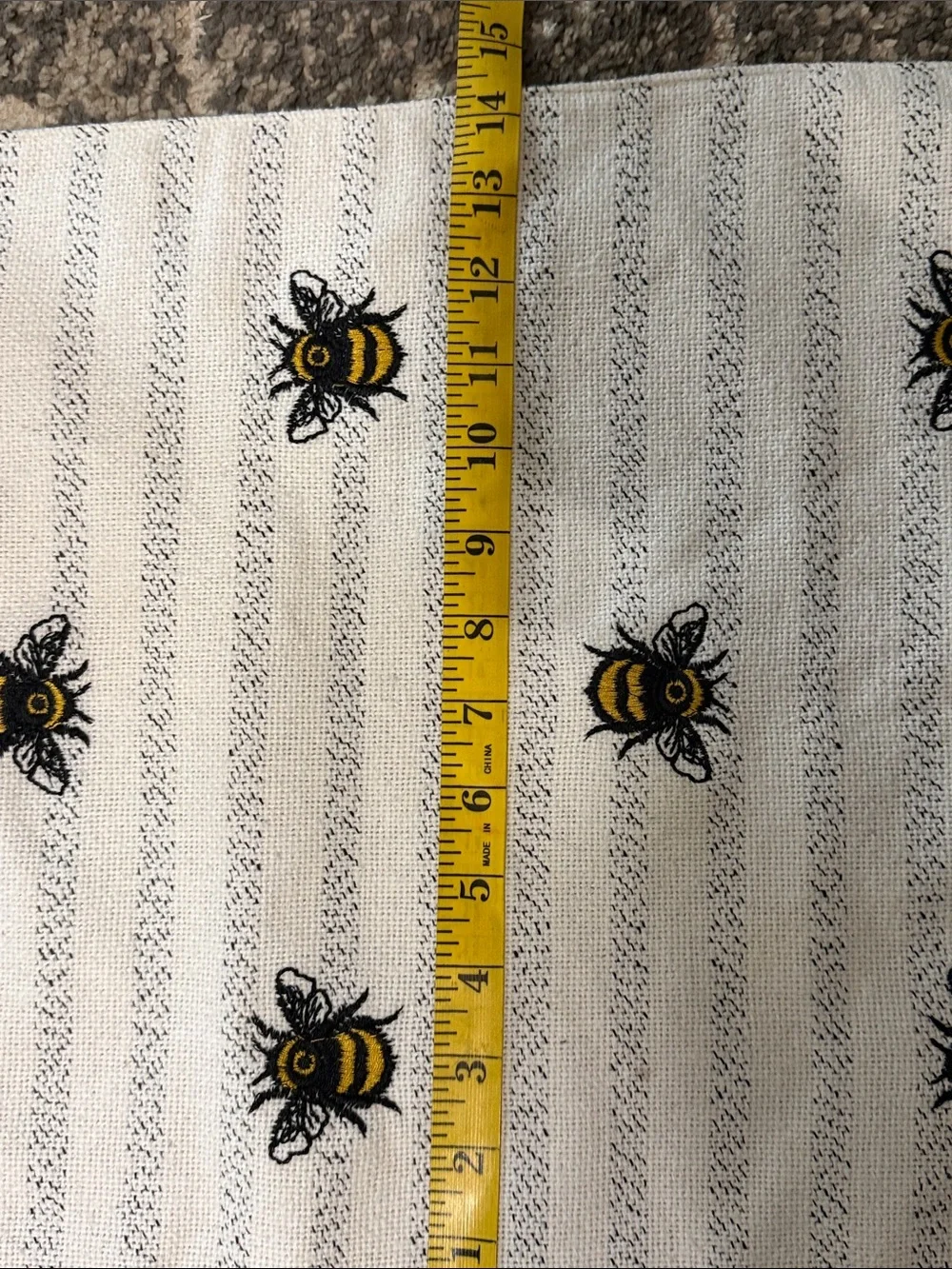 Cream Bee-Embroidered Cotton Table Brenner, or could be used as a wall hanging
